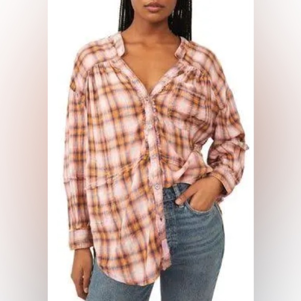 Free people one of the boys plaid tunic shirt